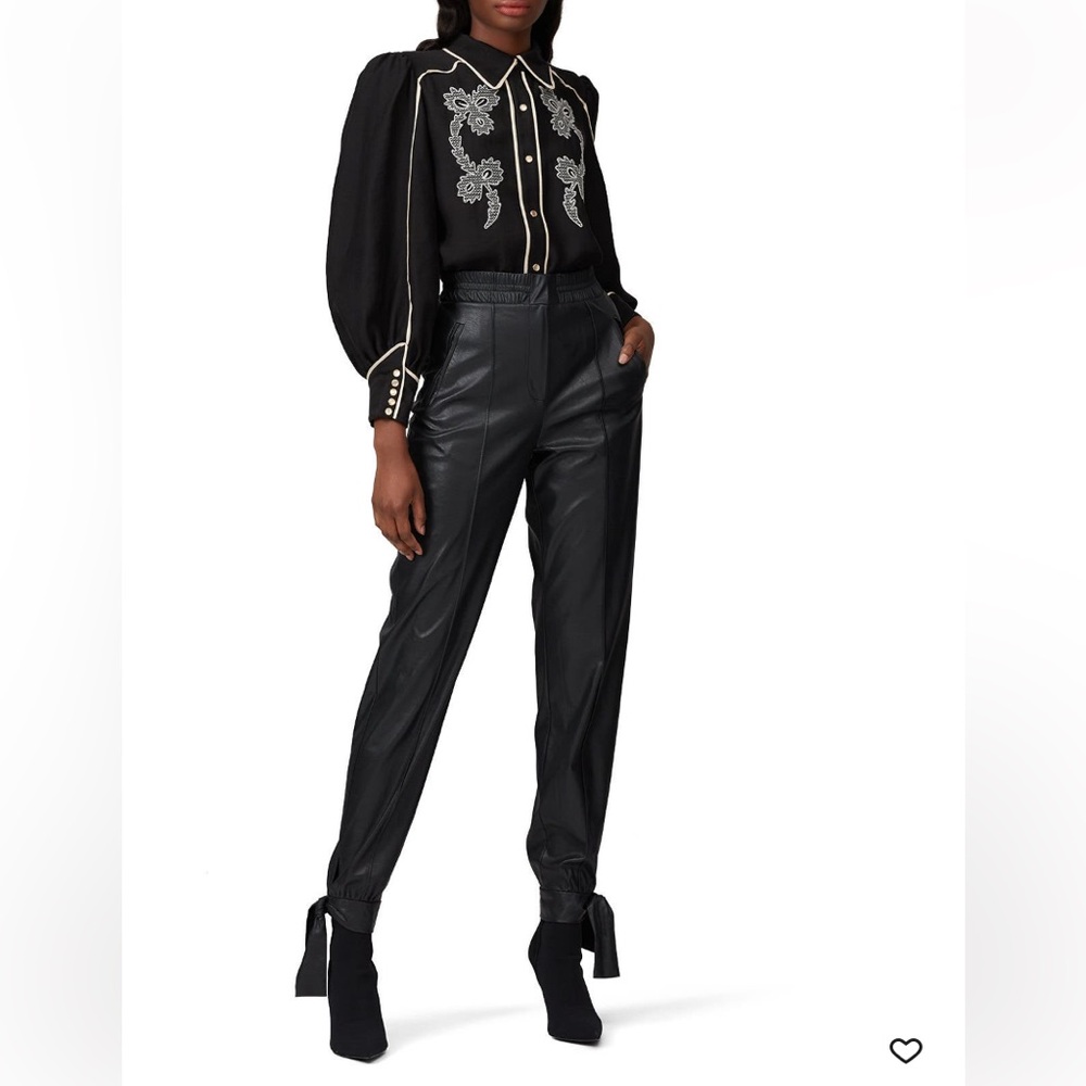 Rebecca Taylor Black Leather Joggers